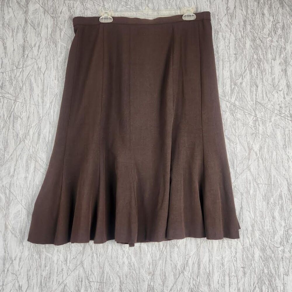 VTG Focus 2000 Women's Brown Flared Skirt Size 14 Retro Boho Y2K